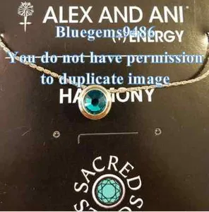 Authentic Alex and Ani Sacred Stud Blue Zircon Harmony Necklace Gold Plated - Rare
