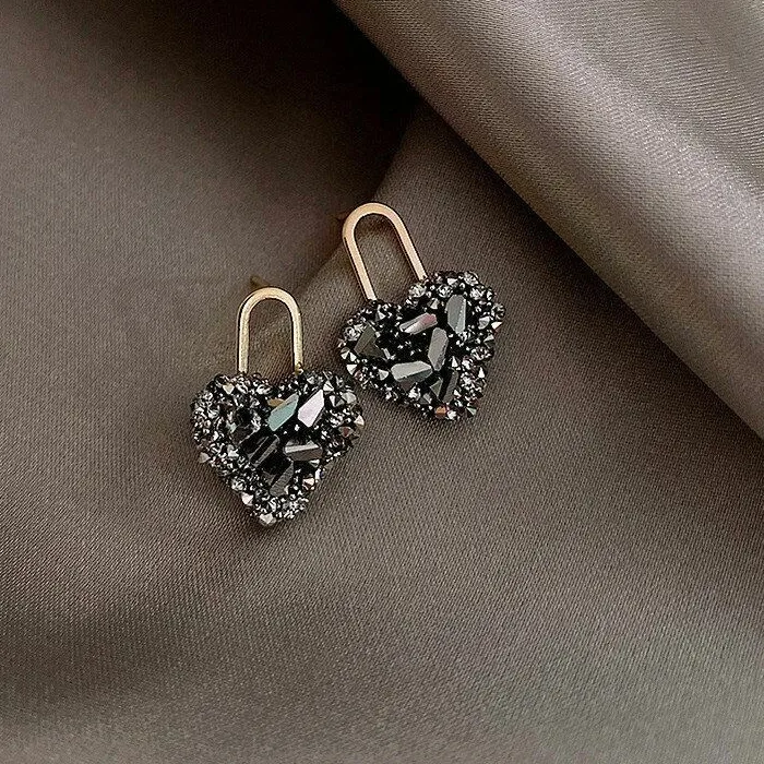 Authentic 1Ct Round Cut Lab-Created Diamond Heart Lock Drop Earring 14k Yellow Gold Plated