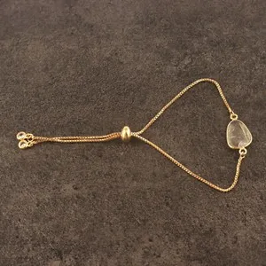 Authentic Golden Rutile CZ Slider Lock Bracelet - A Mystical Chakra Connection