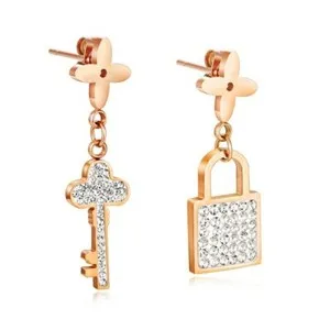 Authentic The Alchemist’s Union: Rose Gold Lock and Key Earrings