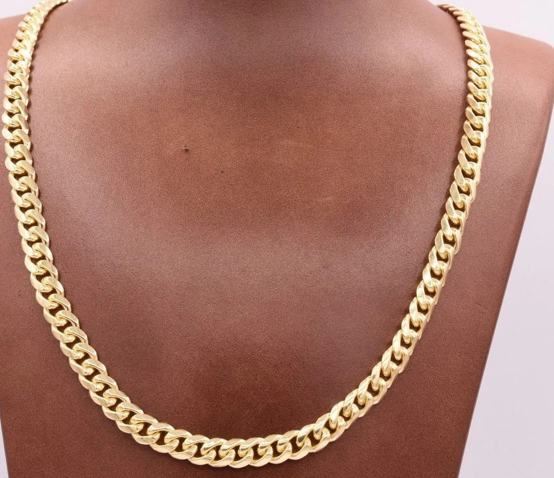 Authentic Celestial Shield: 7mm Miami Cuban Box Lock Chain in 14K Gold‑Plated 925 Silver