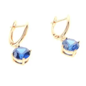 Authentic Gold Tone Gold Plated Metal English Lock Drop Earrings XPE2494-BLU
