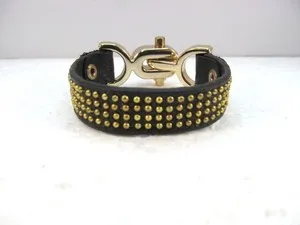 Authentic Mystic Horseshoe Covenant: Dark Leather Bracelet with Golden Shield