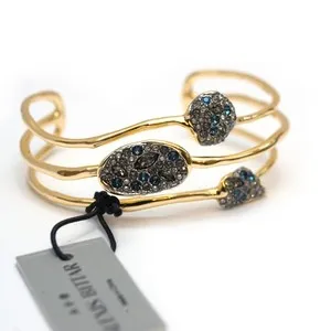 Authentic Celestial Harmony Crystal Cuff Bracelet - Triple-Layered Gold Plated Aura Amplifier