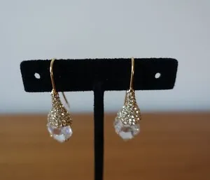 Authentic Mystic Crystal Drop Earrings - Pave French Hook Amulet for Enchanted Protection