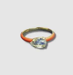 Authentic $147 Alexis Bittar Women's Blue 14k Gold Plated Enamel Band Ring Size 7