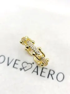 Authentic Love Aero Alexis Diamond Ring Gold Plated Adjustable Size 6-8