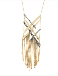 Authentic Sacred Crystal Encrusted Bib Statement Necklace - ALEXIS BITTAR's Mystical Link Tassel
