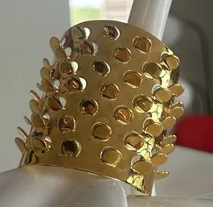 Authentic Celestial Grater Cuff – 10K Gold‑Plated Mystic Bracelet
