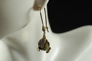 Authentic ALEXIS BITTAR GREEN CRYSTAL ACCENT DROP/DANGLE GOLD-PLATED RHODIUM EARRINGS!