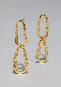 Authentic ALEXIS BITTAR Brut Link Post Drop Earrings Gold Plated $175 MSRP
