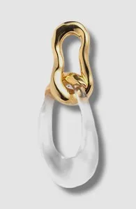 Authentic $245 Alexis Bittar Women's 14k Gold Plated Double Link Drop Earrings