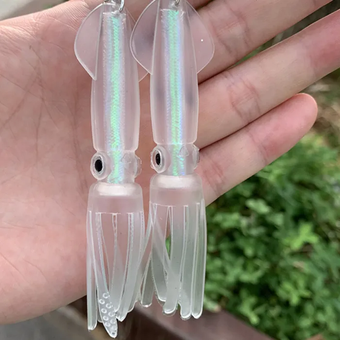 Authentic Noctilucence/Color Tube Squid Soft Lure Fishing Gear Bionic Lure Women's Earrings Personalized Jewelry Gifts for Fishing Lovers