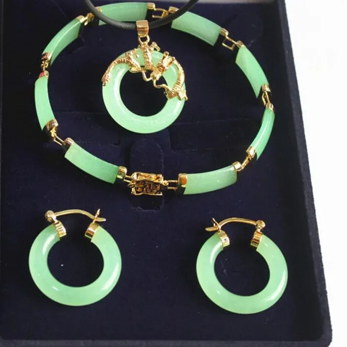 Authentic Radiant Verdant Harmony: The Imperial Jade Gold-Plated Talismanic Ensemble