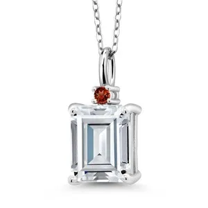 Authentic 925 Sterling Silver Gemstone Birthstone and Red Garnet Pendant Necklace for