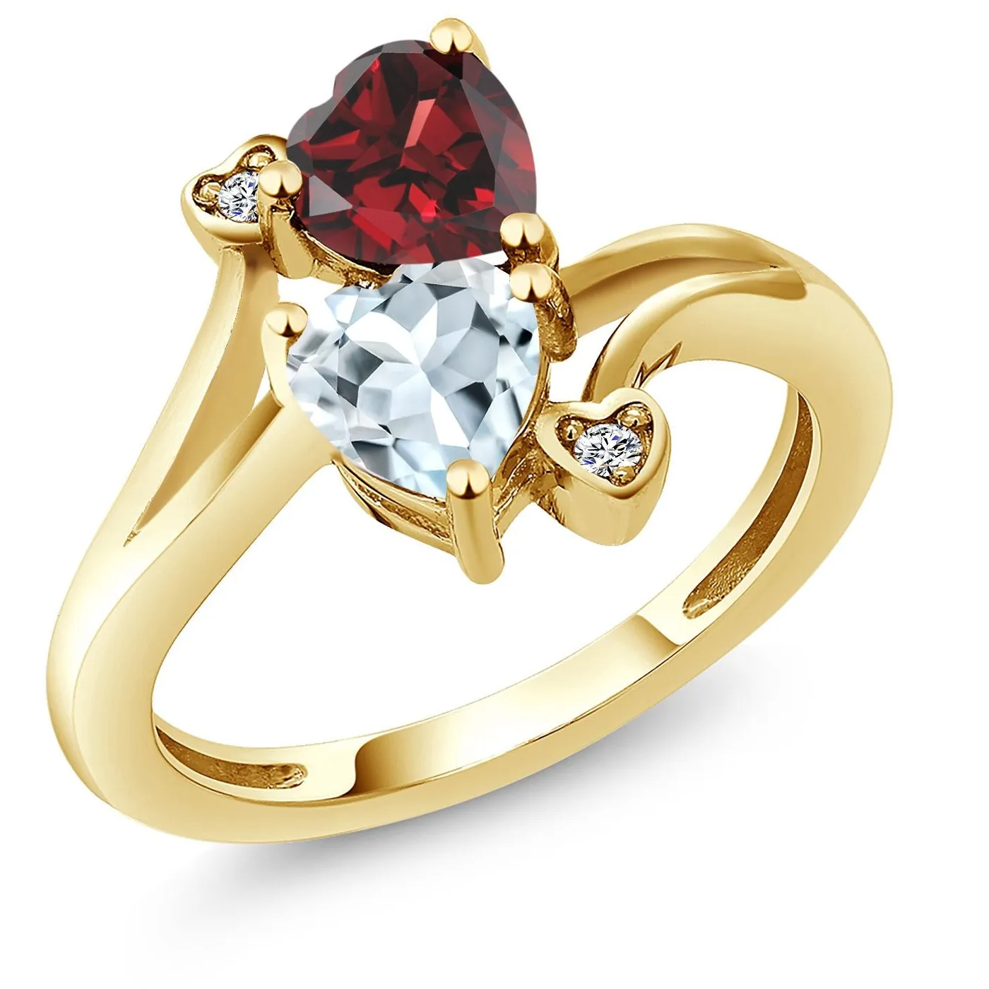 Authentic Radiant Celestial Harmony: The Garnet and Aquamarine Gold-Plated Talisman