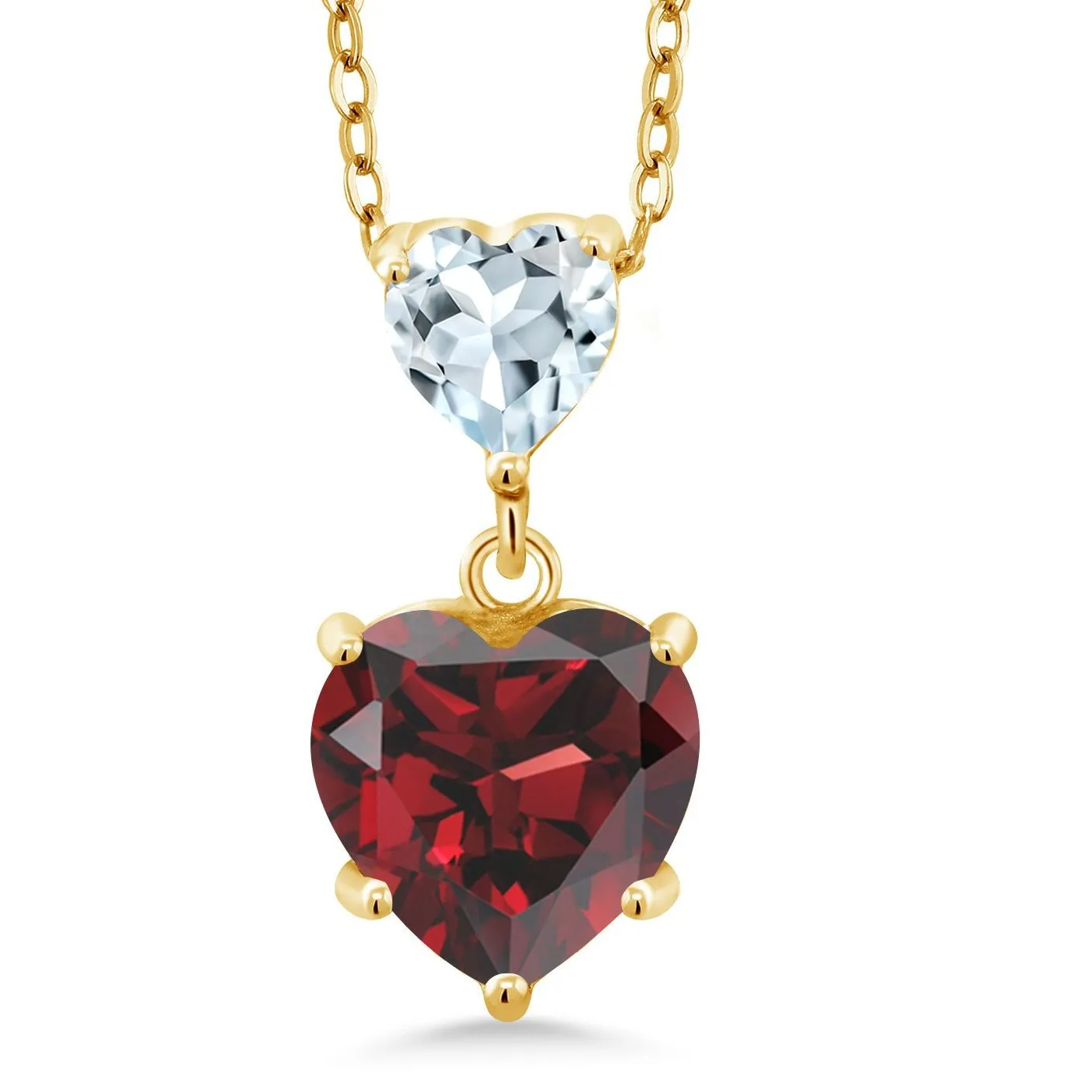 Authentic Celestial Dual‑Stone Garnet‑Aquamarine Talisman – 18K Gold‑Plated Silver Pendant of Passion & Tranquility