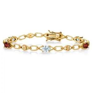 Authentic 3.25 Ct  Aquamarine Garnet 18K Yellow Gold Plated Silver Lab Grown Diamond