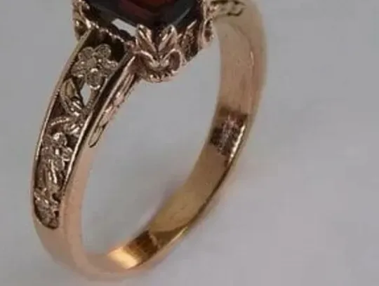 Authentic The Verdant Flame: Lab-Created Emerald and Garnet Engagement Ring in 14k Yellow Gold Plate