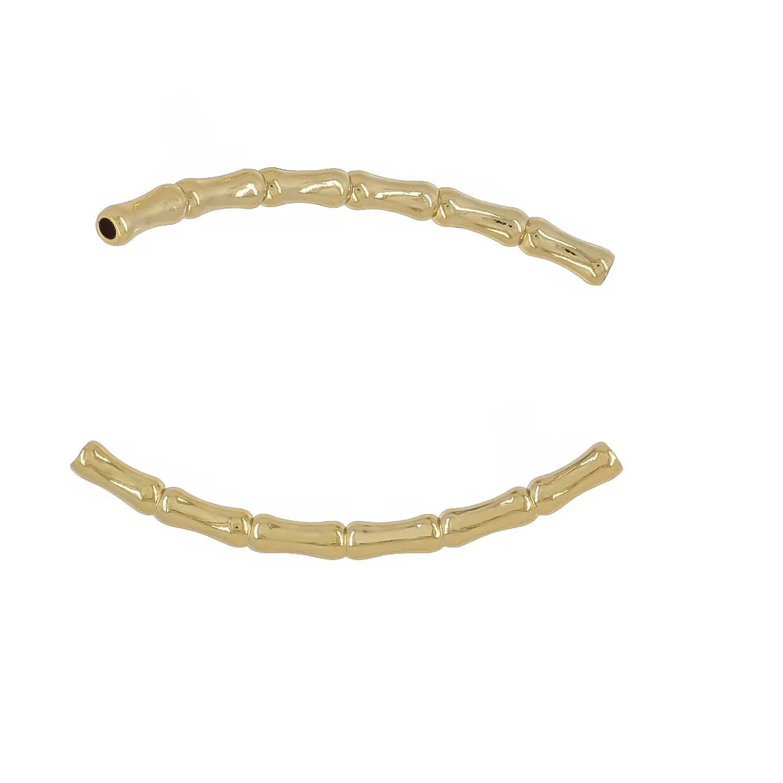 Authentic Celestial Bamboo Curved Tube Spacer Talismans in Radiant Gold and Sterling Silver