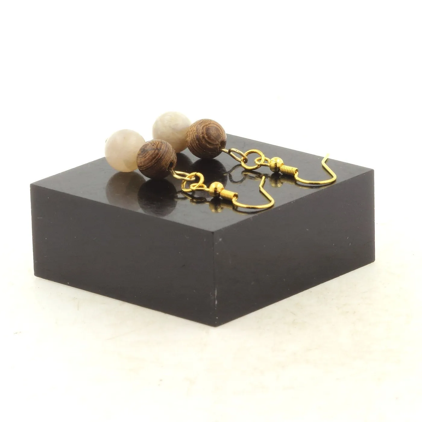 Authentic Whispers of the Grove: Bamboo Leaf Agate and Luminous Pearl Talismanic Earrings