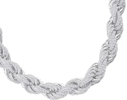 Authentic 66.33 Cttw Twisted Braided Rope Chain Necklace 22" Moissanite Barrel Lock