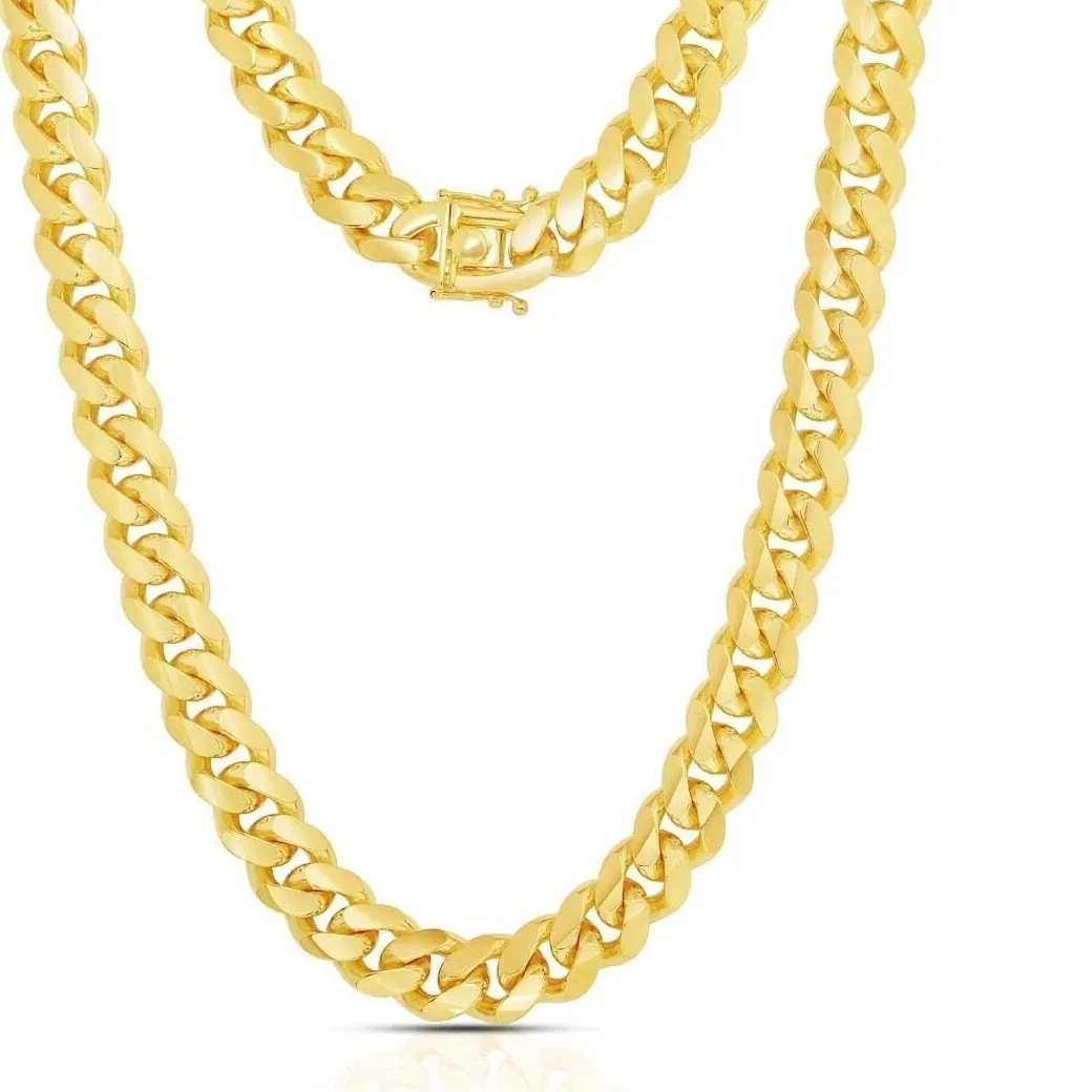 Authentic Golden Veil Cuban Chain: 8.5mm 14K Gold‑Plated Silver