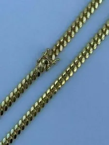 Authentic Men's Miami Cuban Link Chain Bracelet 14k Gold Plated Solid 925 Silver Box Lock