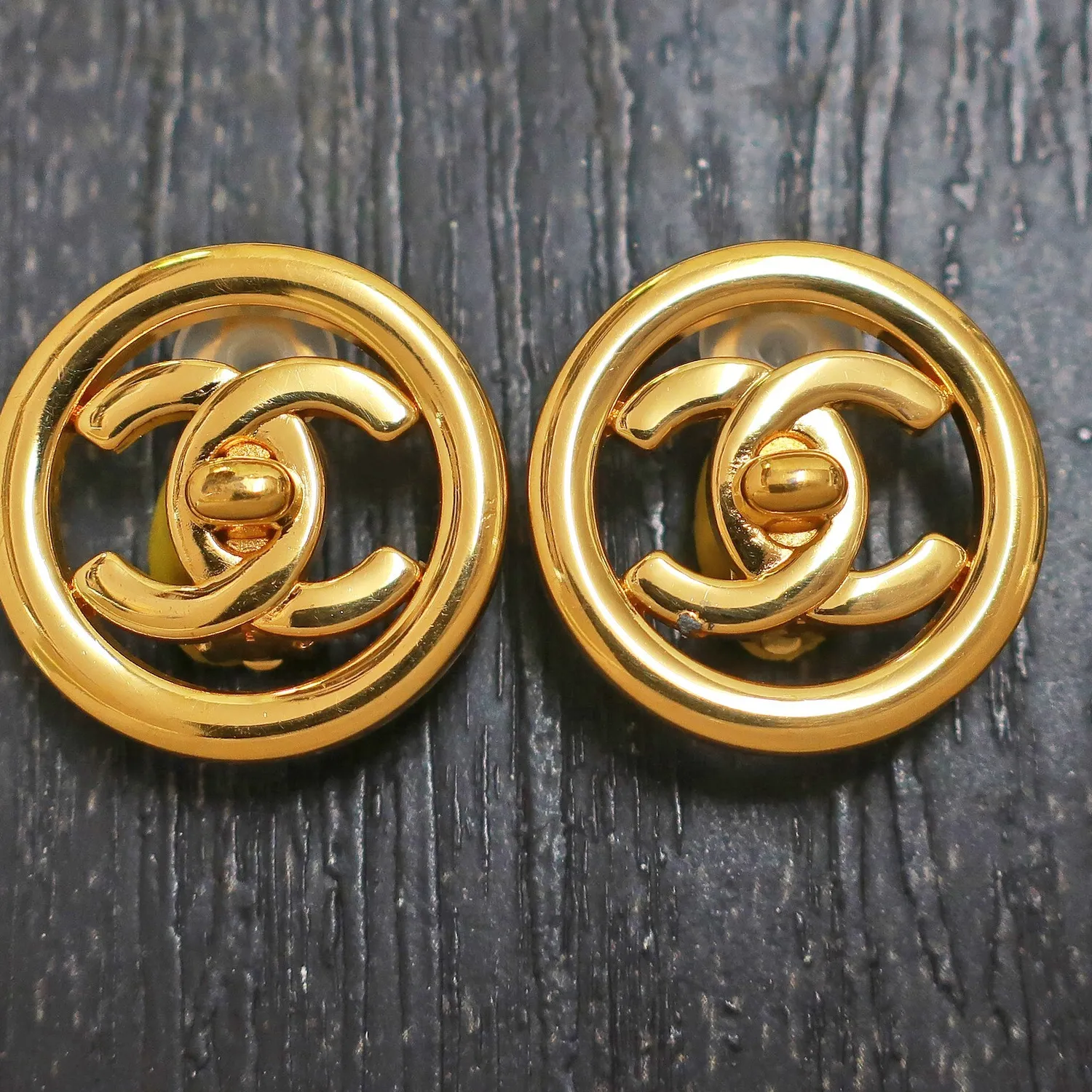 Authentic The Gilded Eternal: Vintage Chanel CC Turn-Lock Celestial Clips