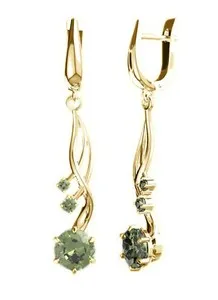 Authentic Ethereal Verdant Flame Gold-Plated Silver Moldavite Earrings