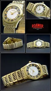 Authentic Roamer Women's Watch Competence 102846 Swiss Made Steel Gold Plated Folding Lock