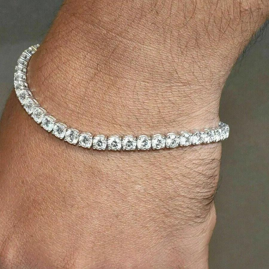Authentic Radiant Orbit Moissanite Tennis Bracelet in 14k White Gold Finish