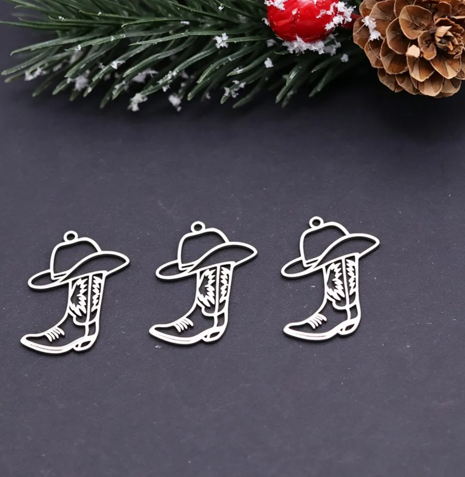 Authentic 3pcs Western Cowboy Boot Charms Pendant for Jewelry Making Earrings Bracelets DIY Handmade Accessories