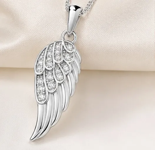 Authentic 2.20Ct Round Cut Moissanite Women's Custom Feather Pendant 14K White Gold Plated