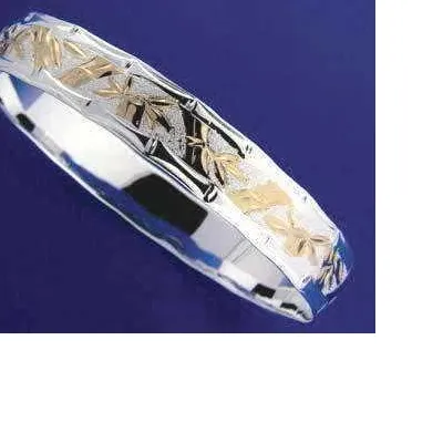 Authentic Embracing Aloha: 2-Tone Hawaiian Bangle of Golden Protection