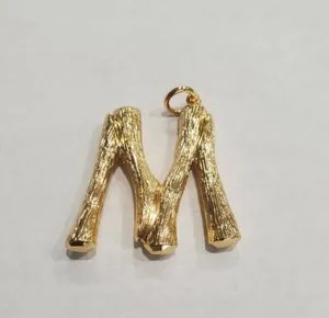 Authentic Handmade18K gold plated larege alphabet letter A Bamboo rustic necklace style 