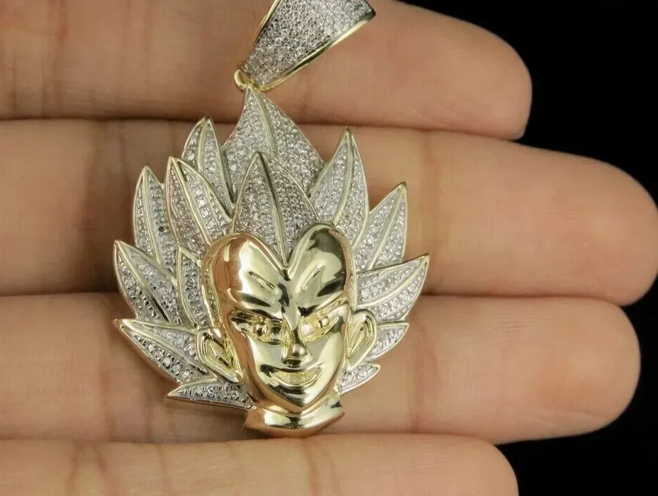 Authentic 3Ct Round Cut Lab-Created Diamond Dragon Ball Pendant 14k Yellow Gold Plated 2"