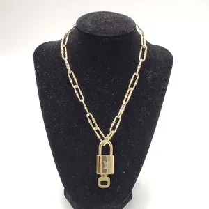 Authentic 100% Auth Louis Vuitton Lock & Key with Unbranded Gold Plated Chain Necklace