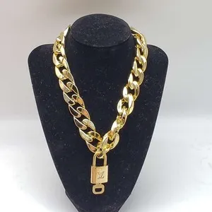 Authentic 100% Auth Louis Vuitton Lock & Key with Unbranded Gold Plated Chain Necklace #1