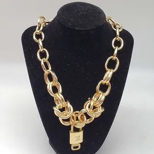 Authentic 100% Auth Louis Vuitton Lock & Key with Unbranded Gold Plated Chain Necklace #1