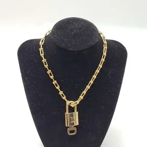 Authentic 100% Auth Louis Vuitton Lock & Key with Unbranded Gold Plated Chain Necklace #