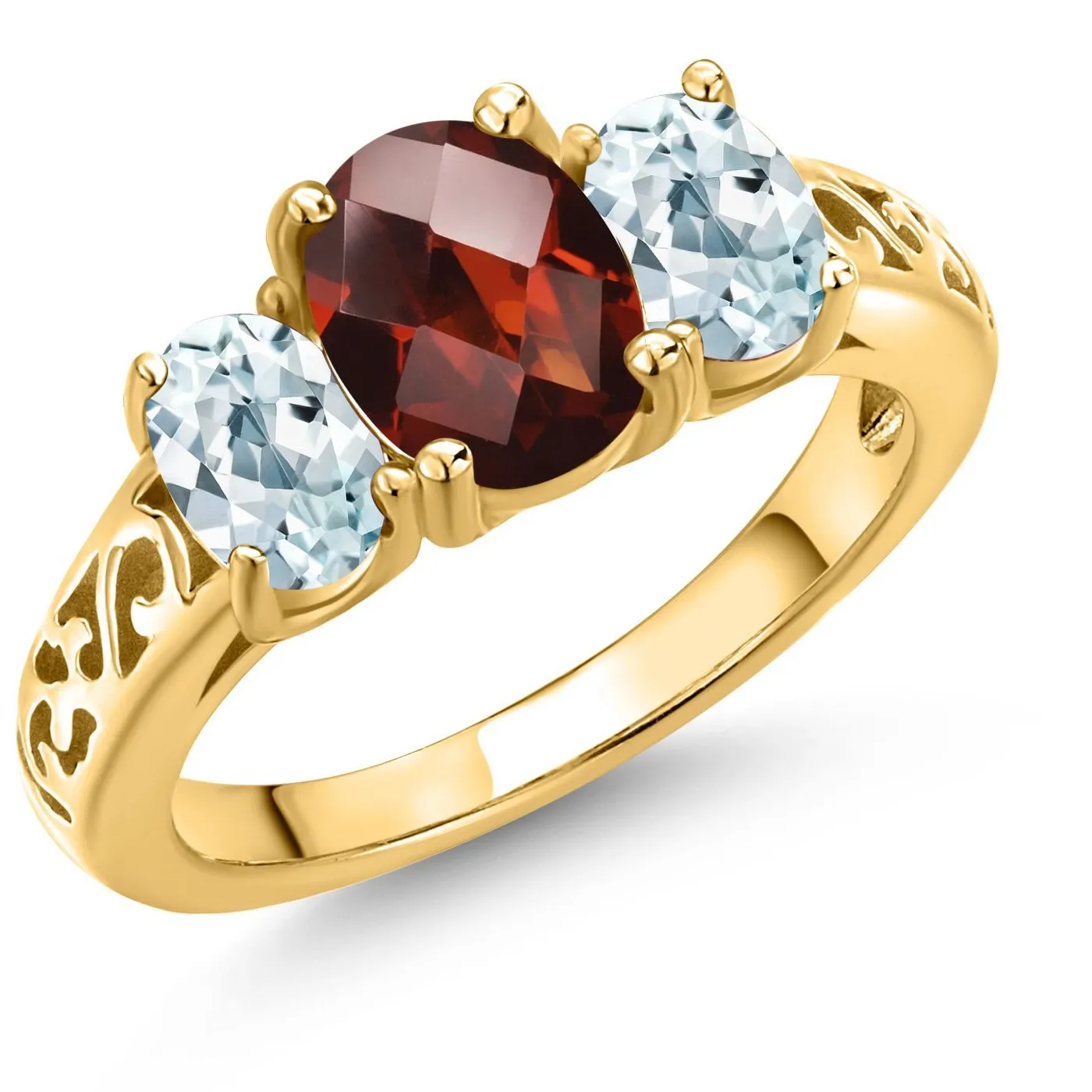 Authentic The Celestial Convergence: Garnet and Aquamarine Sovereign Ring