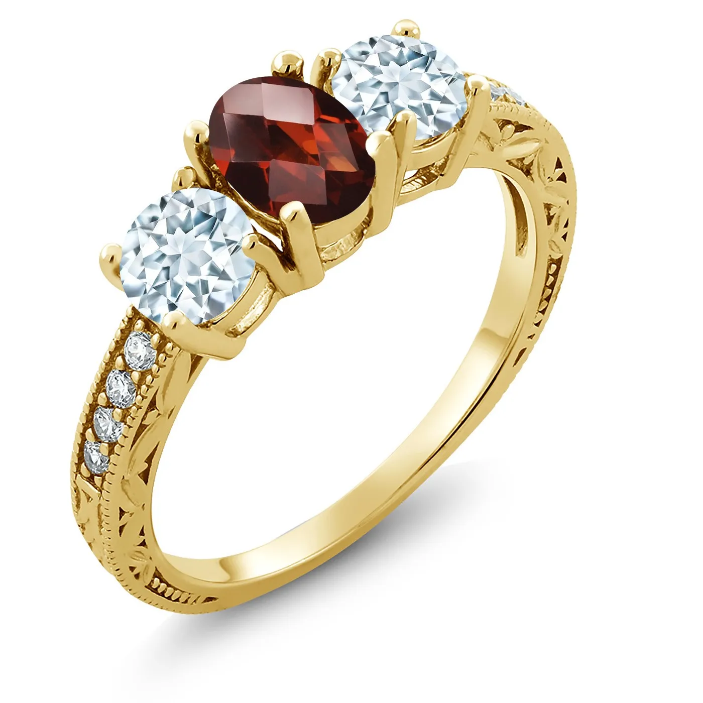 Authentic The Celestial Convergence: Garnet and Aquamarine Sovereign Ring