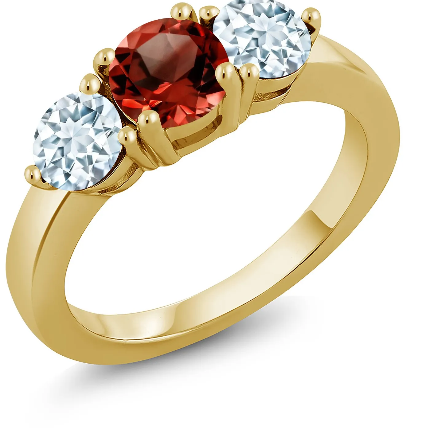 Authentic Celestial Garnet‑Aquamarine Gold‑Kissed Amulet Ring