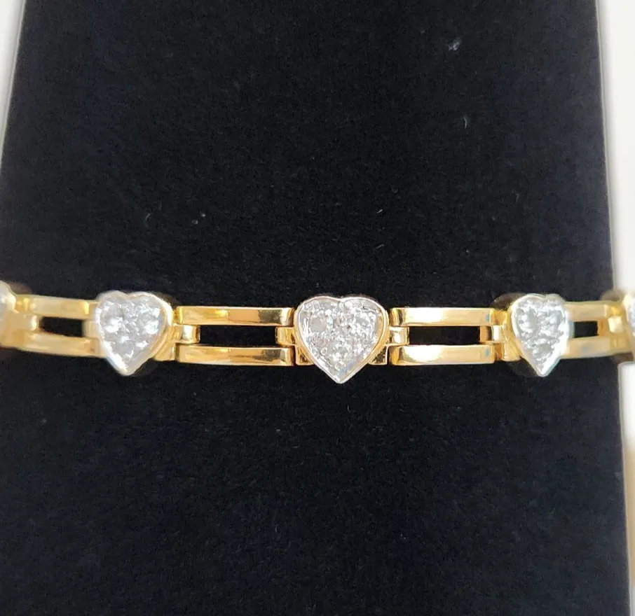Authentic Seta Gold Plated Heart Tennis Bracelet 7.5"