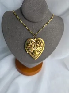 Authentic The Eternal Heart Reliquary - Repousse Gold Plated Love and Memory Amulet