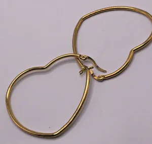 Authentic Classic Gold Plated Heart Shaped Hoop Earrings - Romantic Statement Jewelry