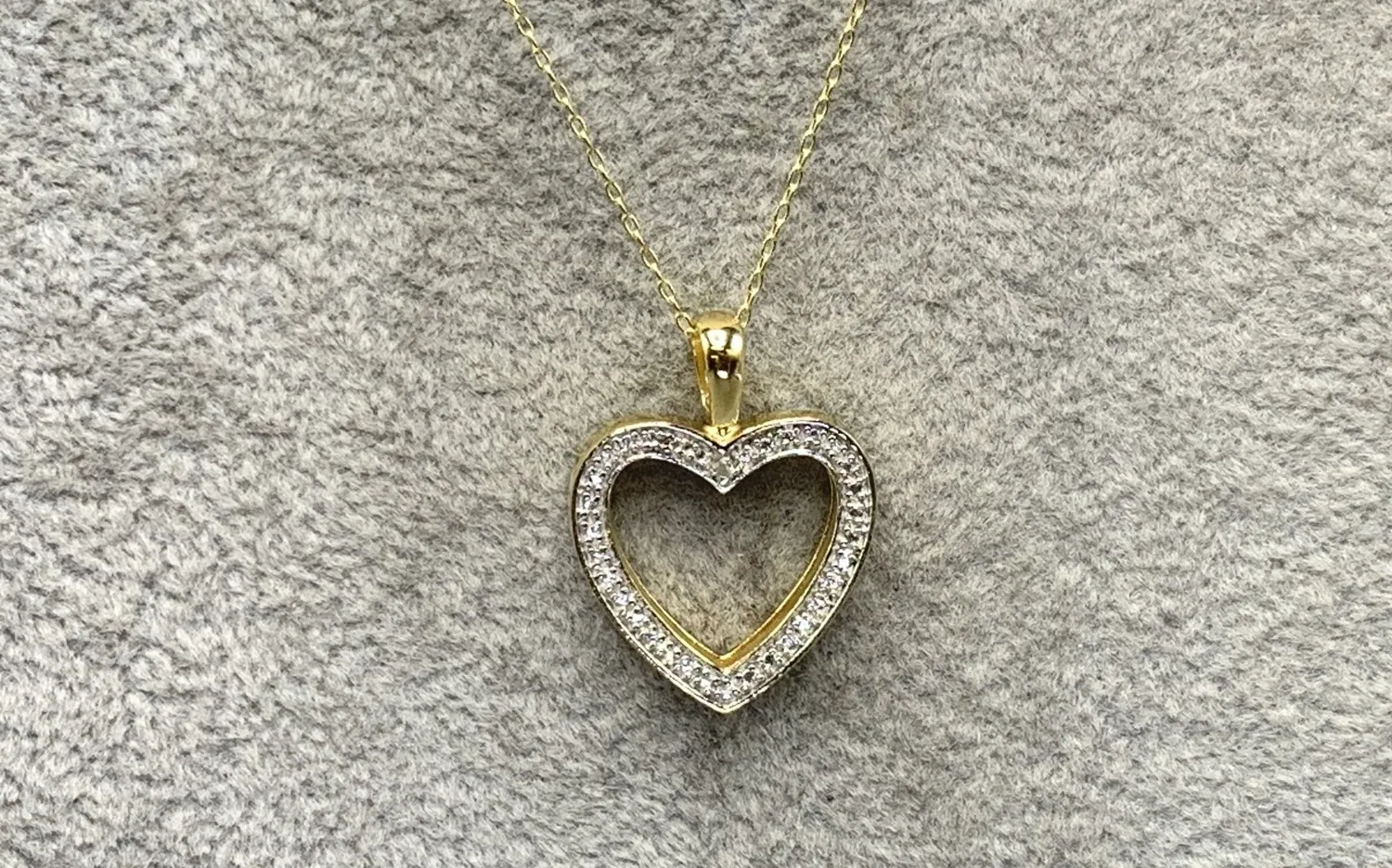 Authentic Gold Plated Sterling Silver, Moissanite Accents Heart Pendant Necklace