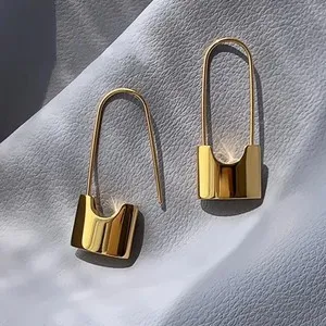 Authentic Chic Geometric Lock Drop Earrings for Women Silver Gold Plated Y2K Jewelry