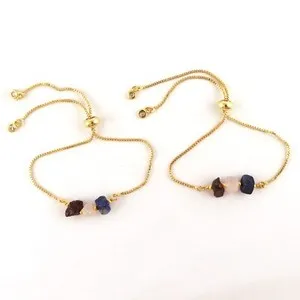 Authentic Celestial Aligned Raw Birthstone Gold Slider Bracelet